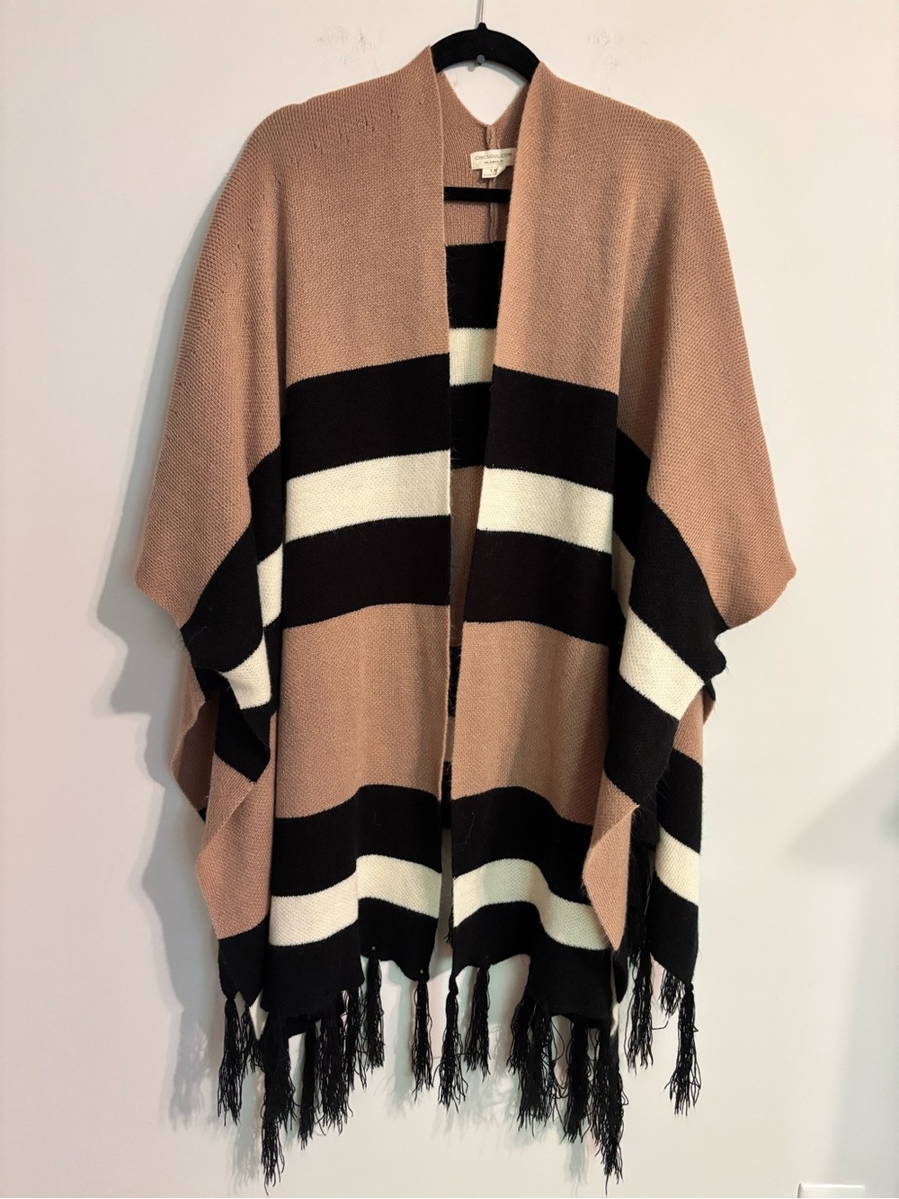 Chicsoul open-front colorblock sweater knit poncho